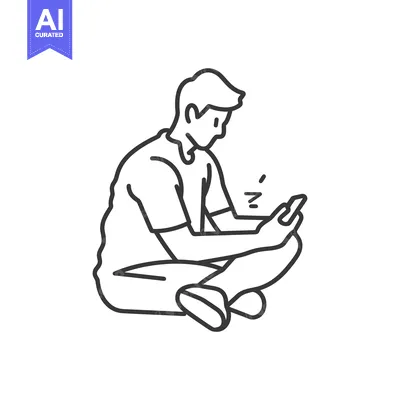 A man sitting with crossed legs looking at his phone