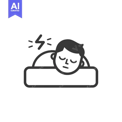 Premium design asset: A man sleeping in a bed with a lightning bolt above his head