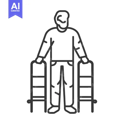 Popular premium asset: A man using a walker to aid mobility