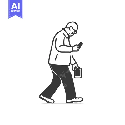 Popular premium asset: A man walking while looking at his phone