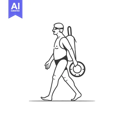 A Man Walking With Swim Gear and a Float
