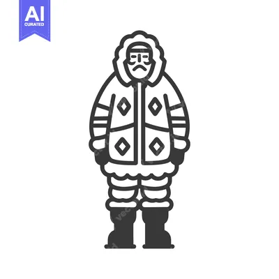 Premium design asset: A man wearing a hooded winter jacket and pants with boots.