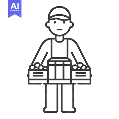 Aset premium populer: A man with a cap carrying two crates of fruit