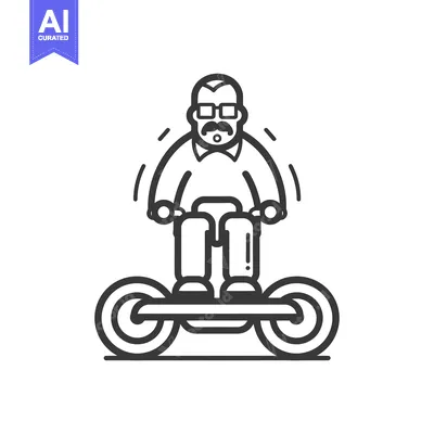 A man with a mustache and glasses riding a hoverboard