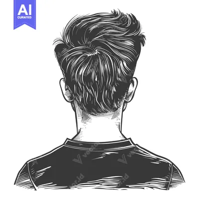 Aset desain premium: A man with short, spiky hair, viewed from behind.