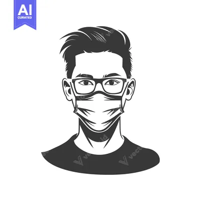 Aset premium populer: A man with short, spiky hair wearing eyeglasses and a face mask