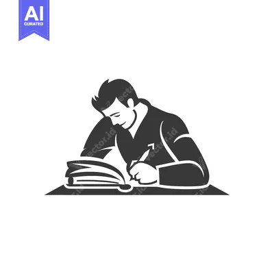 Popular premium asset: A man writing in a book, focused on his work.