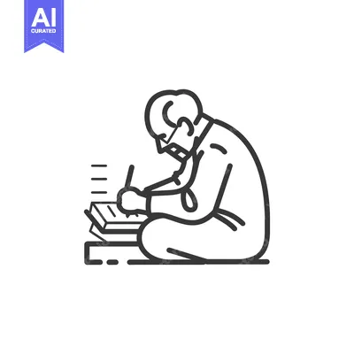 Popular premium asset: A Man Writing on a Book with Glasses