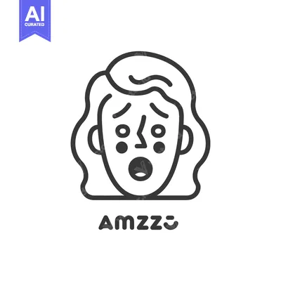 Aset desain premium: A minimalistic vector illustration of a surprised woman with open mout