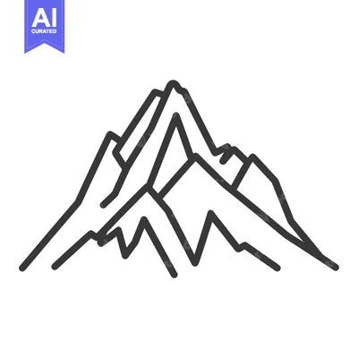Aset premium populer: A simplified line drawing depicting a mountain range silhouette