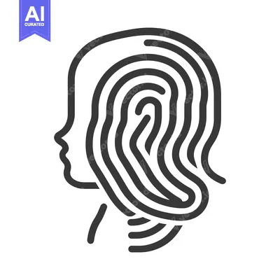 Aset premium populer: A detailed outline of a human profile with fingerprint patterns