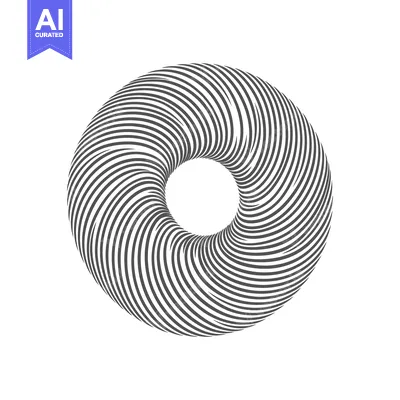 Premium design asset: An abstract three dimensional donut shape made of lines