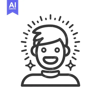 Aset desain premium: A smiling person with radiating beams of joy and happiness