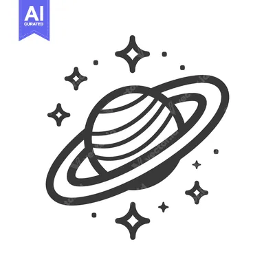 Aset premium populer: A Simple Illustrated Representation Of A Ringed Planet With Stars