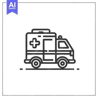 Premium design asset: Minimalist Ambulance Icon: Bold Outline Design on White Background