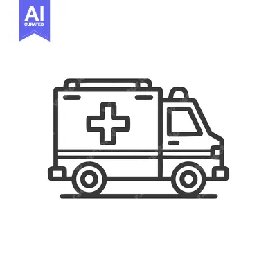 Aset desain premium: Minimalist Ambulance Icon: Bold Outline, Medical Symbolism, Emergency