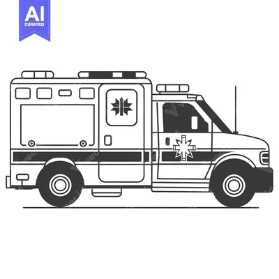 Aset premium populer: A side view illustration showing a modern emergency medical service ve