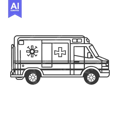 Aset premium populer: A black and white depiction of a medical emergency vehicle