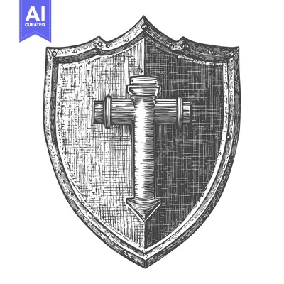 Aset premium populer: A Medieval Shield with a Cross Inlaid in Its Surface