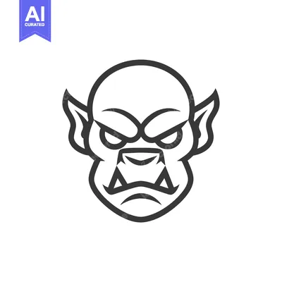A menacing, cartoonish orc face with sharp teeth and pointed ears