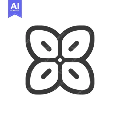 Aset desain premium: Stylized Four-Petal Flower Icon with Rounded Edges and Center Dot