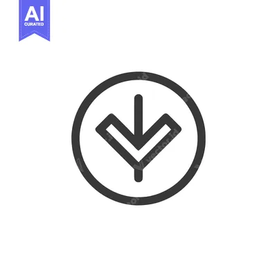 Aset premium populer: Minimalist Down Arrow Icon in Circle, Dark Gray on White Background