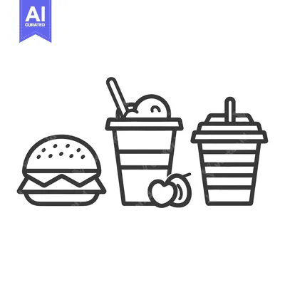 Aset premium populer: Delicious fast food burger drink with cherry dessert design