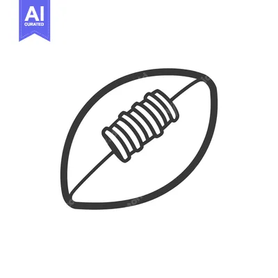Simple black and white illustration depicts a football shape