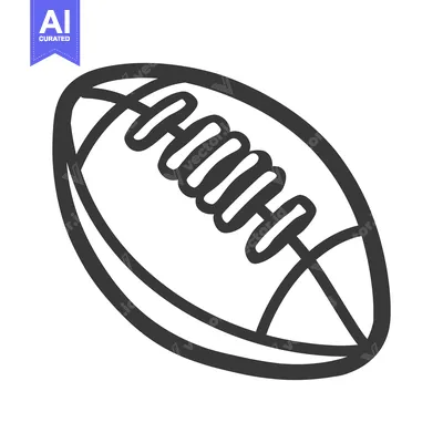Popular premium asset: A sketched rendering of a football with laces on white background
