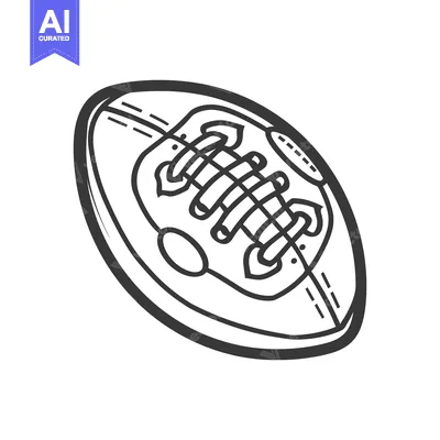 Aset premium populer: A detailed illustration of a football in grayscale with laces