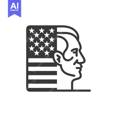 Aset desain premium: Stylized Linear Illustration Showing A Man With An American Flag