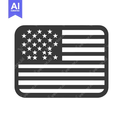 Aset premium populer: A monochromatic illustration of a national flag with stars and stripes