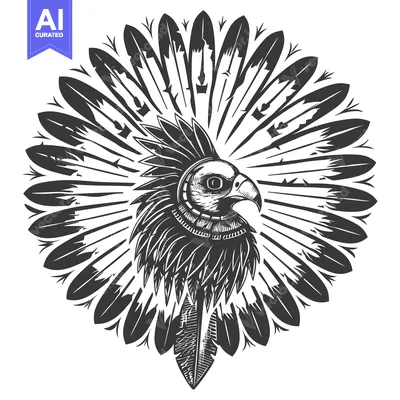 Eagle Head with Feathers