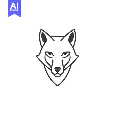 Aset premium populer: A minimalist line art illustration of a wolf's head facing forward