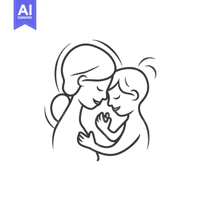 Aset desain premium: A Mother and Child Embracing in a Loving Gesture