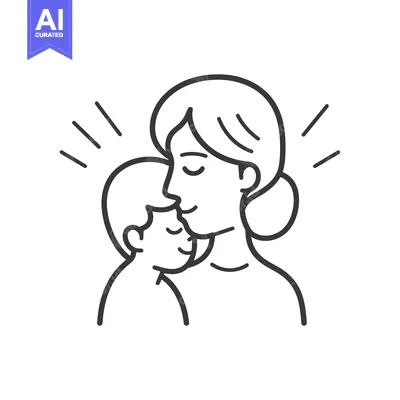 Aset premium populer: A mother gently kissing her child on the forehead