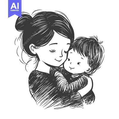 Aset desain premium: A Mother Holding and Hugging Her Baby Child