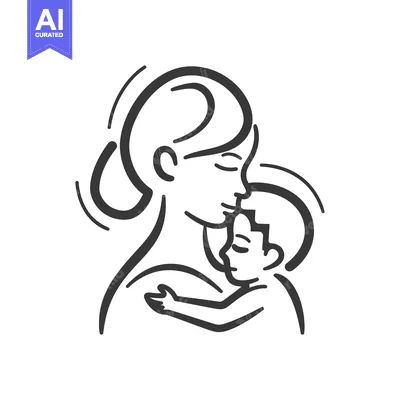 Aset desain premium: A Mother Holding and Kissing Her Baby