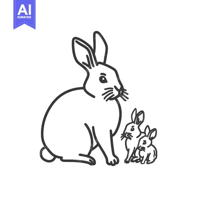 Aset premium populer: A Mother Rabbit Sitting With Two Baby Bunnies
