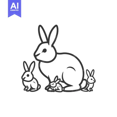 Popular premium asset: A mother rabbit with two baby rabbits