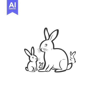 Popular premium asset: A mother rabbit with two little bunnies
