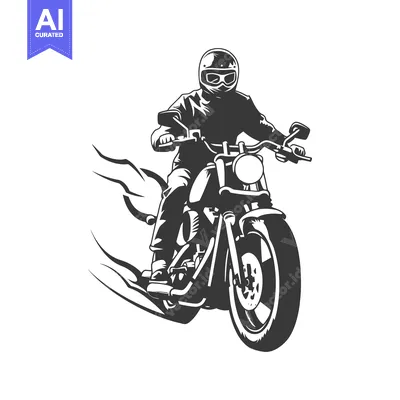 Popular premium asset: A motorcycle rider in a helmet and goggles drives a motorcycle with sp