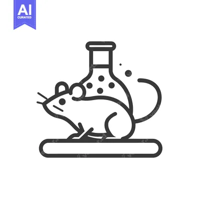 A mouse sitting under a flask with bubbling liquid