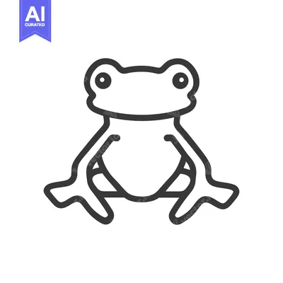 Aset premium populer: Simple black and white illustration of a sitting frog