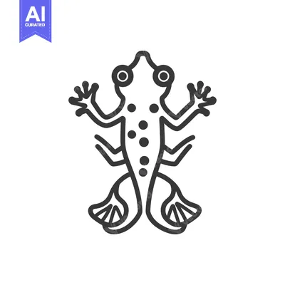Aset desain premium: A simple illustrated outline of a spotted amphibian creature