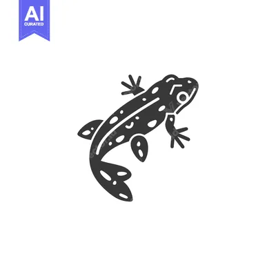 Aset premium populer: A stylized black and white drawing of a spotted amphibian