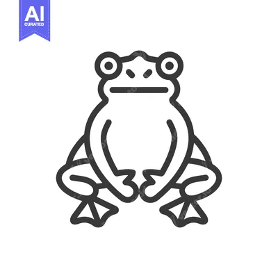 Aset desain premium: An illustration of a frog in a minimalist line art style