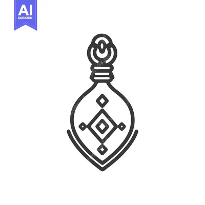 Aset desain premium: This is an abstract line drawing of a stylized pendant jewel