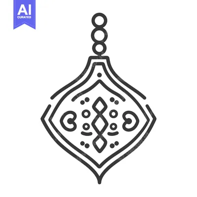 Popular premium asset: A simple black and white illustration of an ornamental pendant