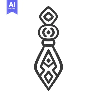 Aset premium populer: An abstract stylized outline illustration of a decorative pendant